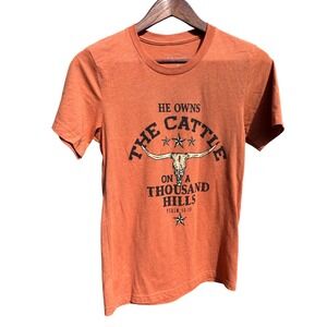 Lulu Mac Graphic Tee Women Size Small Burnt Orange Western Psalm 50:10